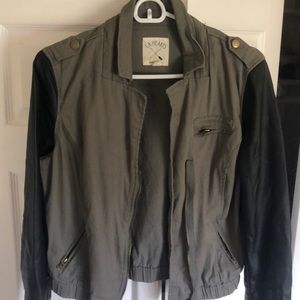 Olive green and leather jacket